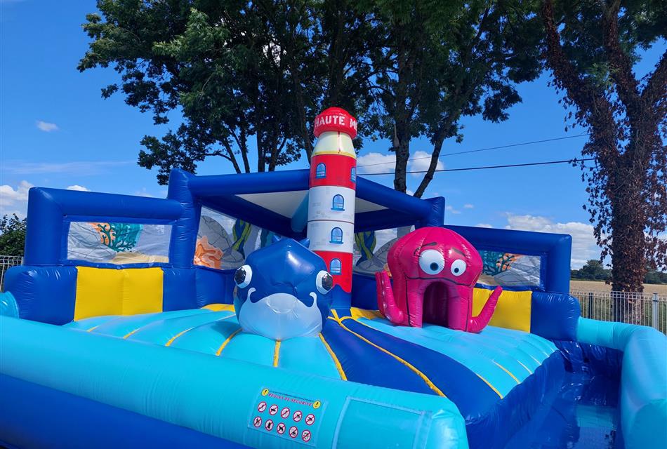 Campsite with aquatic game for children